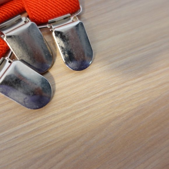 Suspender Boy Orange Neon Clip On Y Back Adjustable Strap Solid Stretch Elastic - Picture 6 of 7